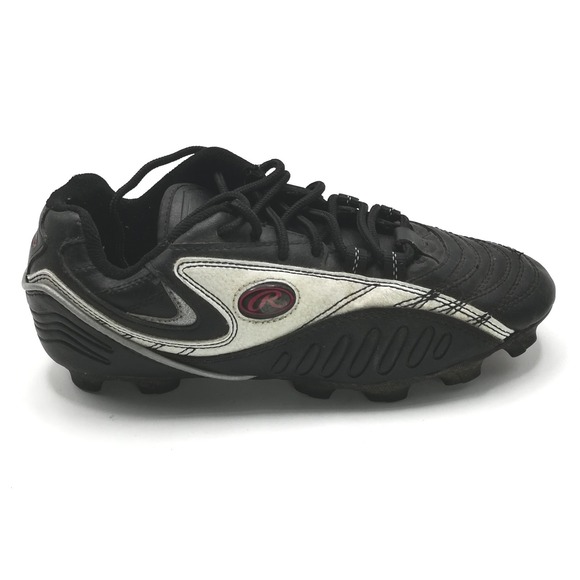 Rawlings Shoes Mens Cleats Soccer Goalie Black White Faux Leather Lace Up 7.5 - Picture 1 of 10